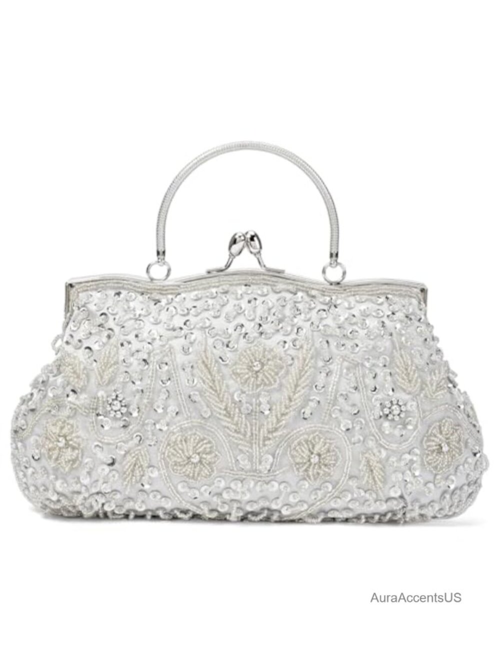 Sparkly Rhinestone Beaded Evening Clutch Purse with Chain
